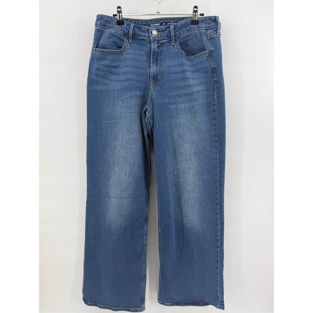 Old Navy Wow Wide Leg Jeans Womens 12 High Rise Medium Wash Denim Blue Wide Leg